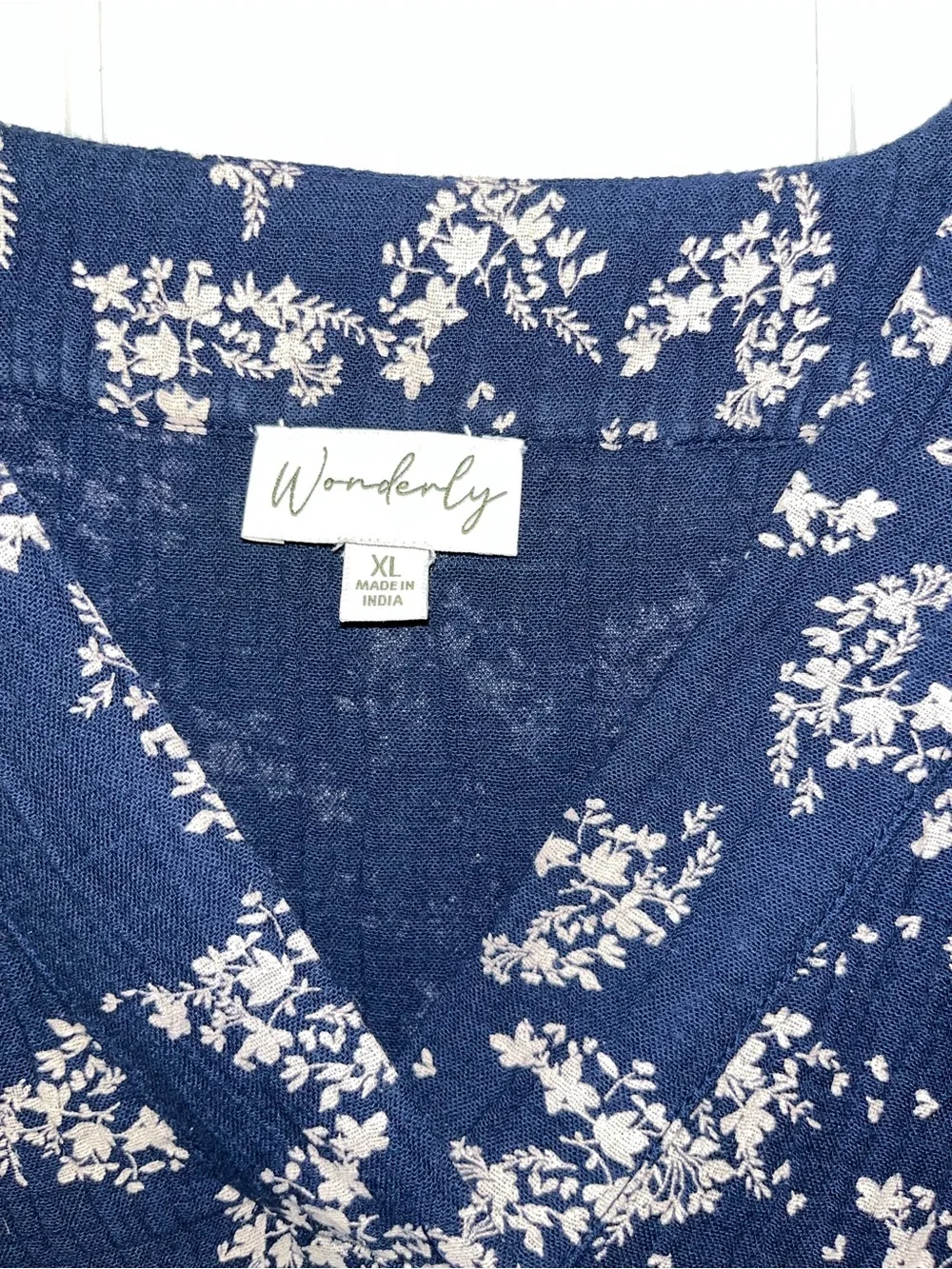 Wonderly Navy Blue & White Floral Midi Dress 100% cotton
